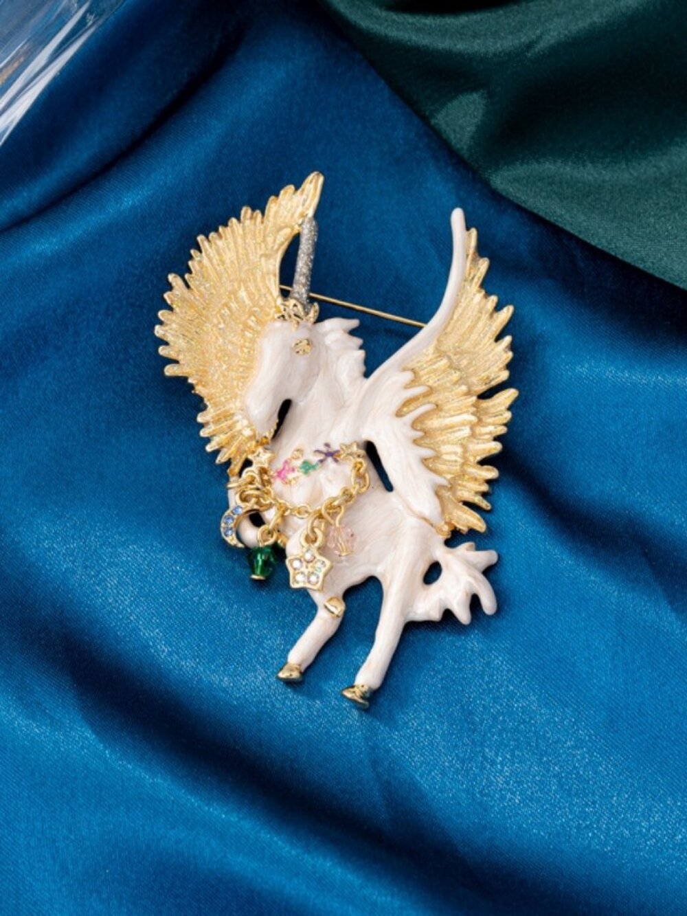 Alexis Bittar White Dragon Horse Collection Brooch